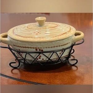 Decorative Ceramic Casserole Dish with Holder